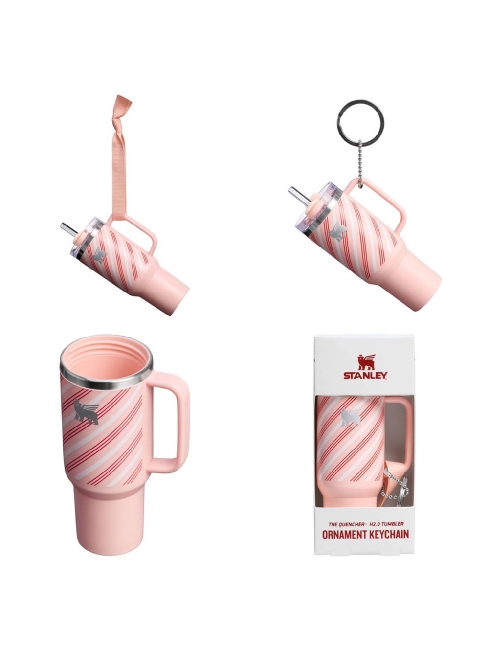 Stanley Mini Quencher H2.0 Tumbler Ornament Strawberry Cream Twist Keychain